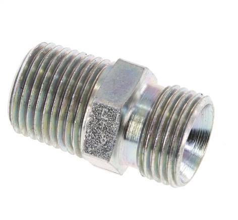 1/2'' NPT x G 1/2'' Zinc plated Steel Double Nipple 3-pieces 280 Bar - Hydraulic