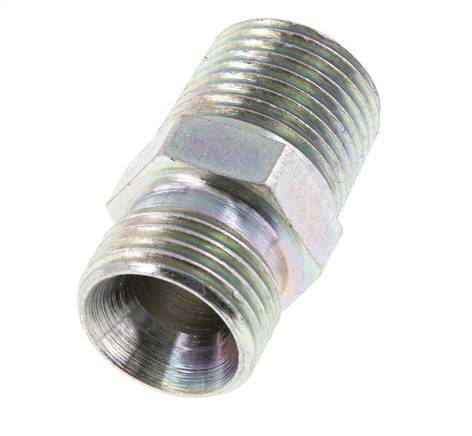 1/2'' NPT x G 1/2'' Zinc plated Steel Double Nipple 3-pieces 280 Bar - Hydraulic