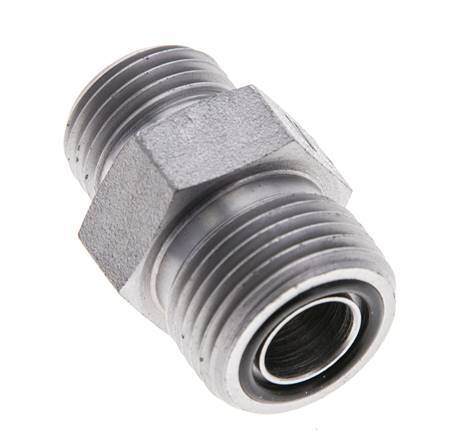 UN 13/16''-16 x UN 11/16''-16 Zinc plated Steel Double Nipple ORFS 630 Bar - Hydraulic