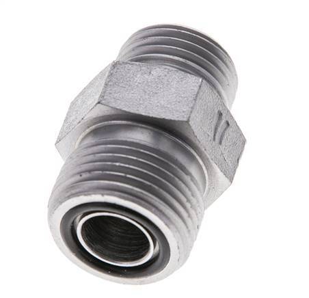 UN 13/16''-16 x UN 11/16''-16 Zinc plated Steel Double Nipple ORFS 630 Bar - Hydraulic