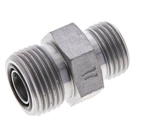 UN 13/16''-16 x UN 11/16''-16 Zinc plated Steel Double Nipple ORFS 630 Bar - Hydraulic