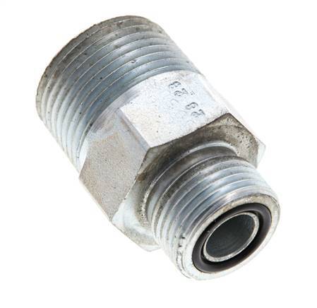 UN 13/16''-16 x 3/4'' NPT Verzinkt Stalen Borstnippel ORFS 400 Bar - Hydrauliek