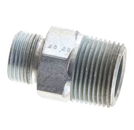 UN 13/16''-16 x 3/4'' NPT Verzinkt Stalen Borstnippel ORFS 400 Bar - Hydrauliek