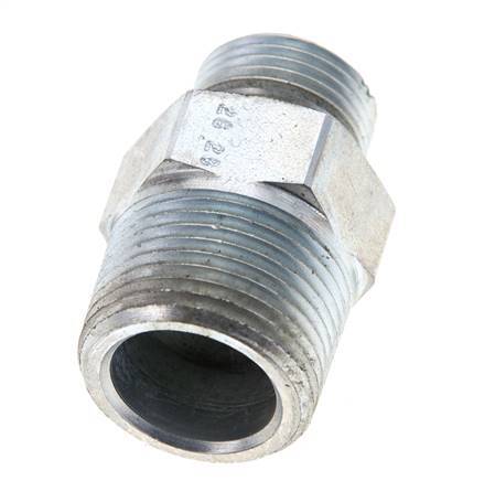 UN 13/16''-16 x 3/4'' NPT Verzinkt Stalen Borstnippel ORFS 400 Bar - Hydrauliek