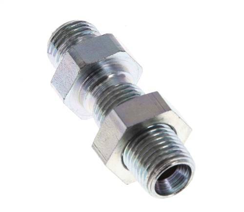 G 1/4'' Zinc plated Steel Bulkhead Double nipple 350 Bar - Hydraulic