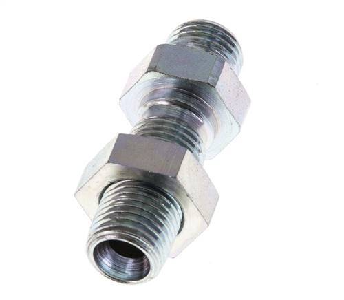 G 1/4'' Zinc plated Steel Bulkhead Double nipple 350 Bar - Hydraulic