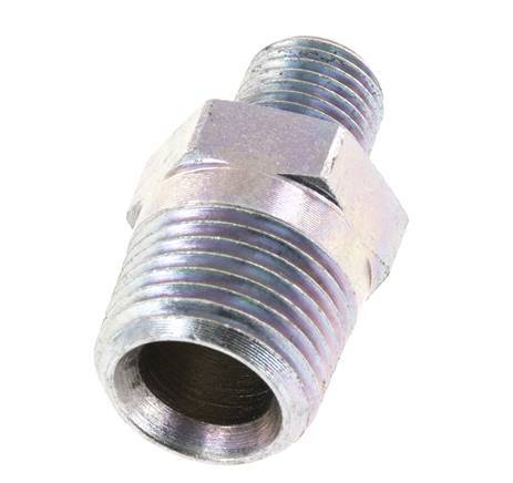 1/4'' NPT x 1/2'' NPT Zinc plated Steel Double Nipple 210 Bar - Hydraulic