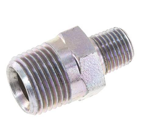 1/4'' NPT x 1/2'' NPT Zinc plated Steel Double Nipple 210 Bar - Hydraulic