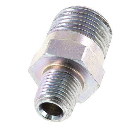 1/4'' NPT x 1/2'' NPT Zinc plated Steel Double Nipple 210 Bar - Hydraulic