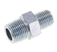 1/4'' NPT x 3/8'' NPT Zinc plated Steel Double Nipple 210 Bar - Hydraulic