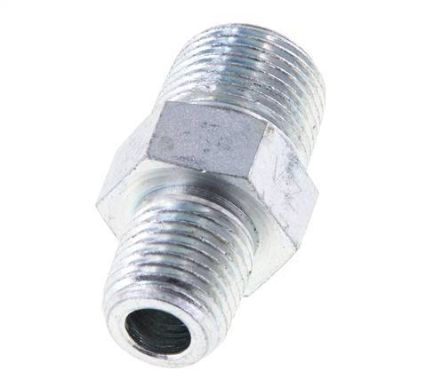 1/4'' NPT x 3/8'' NPT Zinc plated Steel Double Nipple 210 Bar - Hydraulic