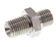 1/4'' NPT x G 1/4'' Zinc plated Steel Double Nipple 3-pieces 800 Bar - Hydraulic