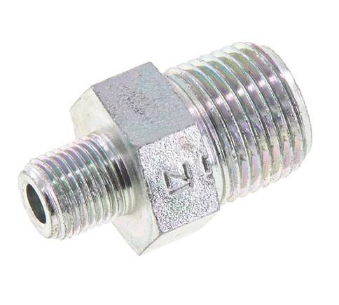 1/8'' NPT x 3/8'' NPT Zinc plated Steel Double Nipple 210 Bar - Hydraulic