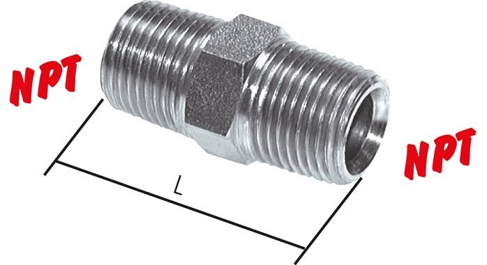 1/8'' NPT x 1/4'' NPT Verzinkt Stalen Borstnippel 375 Bar - Hydrauliek [2 Stuks]