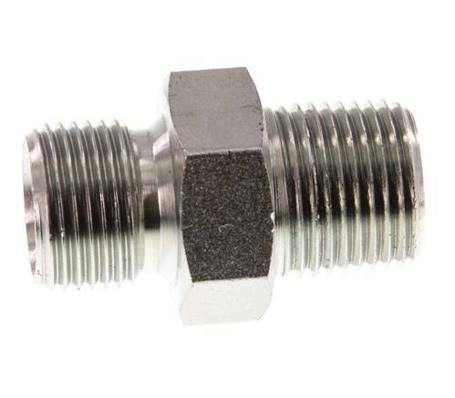 3/8'' NPT x G 3/8'' Verzinkt Stalen Borstnippel 3-delig 700 Bar - Hydrauliek