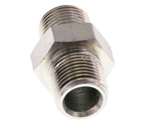 3/8'' NPT x G 3/8'' Verzinkt Stalen Borstnippel 3-delig 700 Bar - Hydrauliek