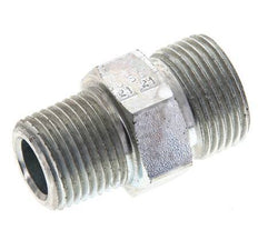 UNS 1''-14 x 1/2'' NPT Zinc plated Steel Double Nipple ORFS 400 Bar - Hydraulic