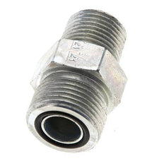 UNS 1''-14 x 1/2'' NPT Zinc plated Steel Double Nipple ORFS 400 Bar - Hydraulic