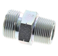 UN 1-3/16''-12 x 3/4'' NPT Zinc plated Steel Double Nipple ORFS 400 Bar - Hydraulic