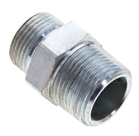 UN 1-3/16''-12 x 1'' NPT Verzinkt Stalen Borstnippel ORFS 400 Bar - Hydrauliek