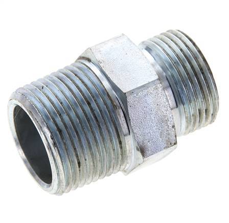 UN 1-3/16''-12 x 1'' NPT Verzinkt Stalen Borstnippel ORFS 400 Bar - Hydrauliek