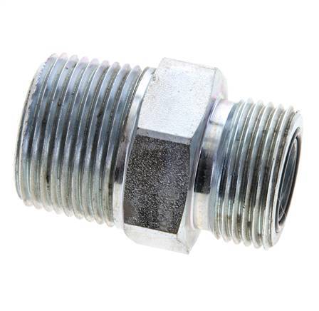 UN 1-3/16''-12 x 1'' NPT Verzinkt Stalen Borstnippel ORFS 400 Bar - Hydrauliek