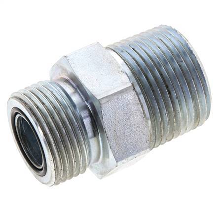 UN 1-3/16''-12 x 1'' NPT Verzinkt Stalen Borstnippel ORFS 400 Bar - Hydrauliek