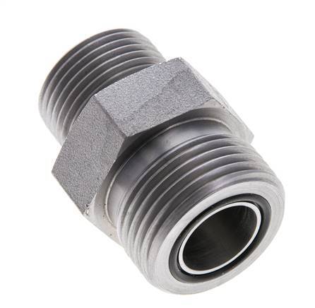 UN 1-3/16''-12 x UNS 1''-14 Zinc plated Steel Double Nipple ORFS 400 Bar - Hydraulic