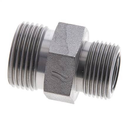 UN 1-3/16''-12 x UNS 1''-14 Zinc plated Steel Double Nipple ORFS 400 Bar - Hydraulic