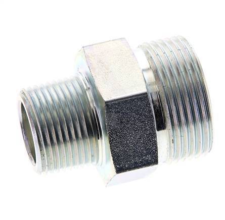 UN 1-7/16''-12 x 3/4'' NPT Verzinkt Stalen Borstnippel ORFS 400 Bar - Hydrauliek