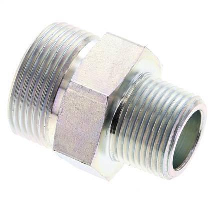 UN 1-7/16''-12 x 3/4'' NPT Verzinkt Stalen Borstnippel ORFS 400 Bar - Hydrauliek