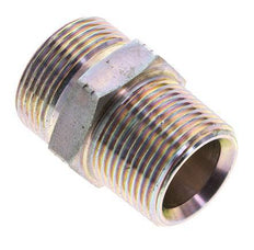 UN 1-7/16''-12 x 1'' NPT Zinc plated Steel Double Nipple ORFS 400 Bar - Hydraulic