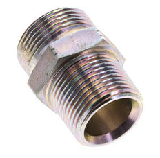 UN 1-7/16''-12 x 1'' NPT Zinc plated Steel Double Nipple ORFS 400 Bar - Hydraulic