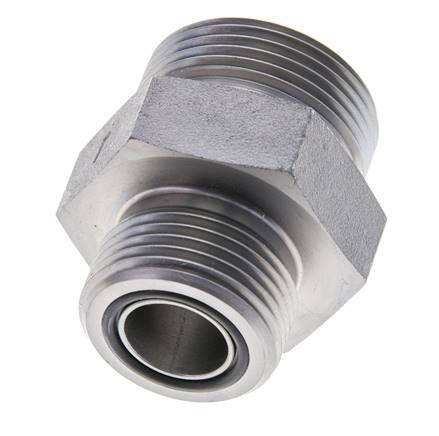 UN 1-7/16''-12 x UN 1-3/16''-12 Zinc plated Steel Double Nipple ORFS 400 Bar - Hydraulic