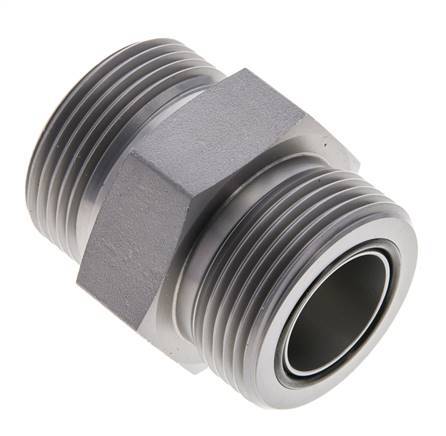 UN 1-7/16''-12 Zinc plated Steel Double Nipple ORFS 400 Bar - Hydraulic