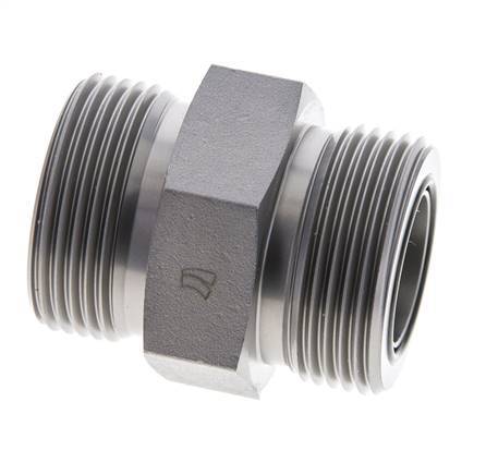 UN 1-7/16''-12 Zinc plated Steel Double Nipple ORFS 400 Bar - Hydraulic