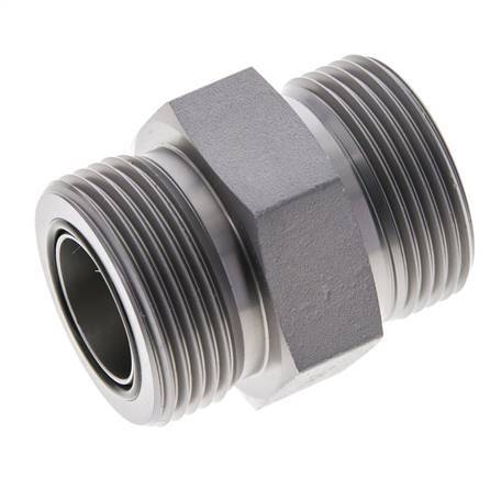 UN 1-7/16''-12 Zinc plated Steel Double Nipple ORFS 400 Bar - Hydraulic