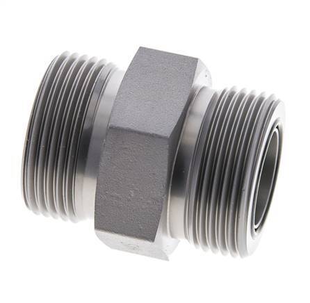 UN 1-7/16''-12 Zinc plated Steel Double Nipple ORFS 400 Bar - Hydraulic
