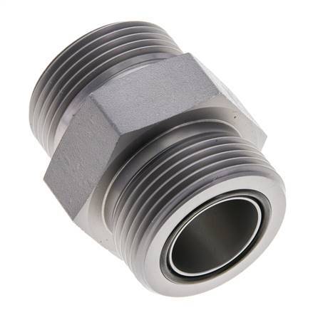 UN 1-7/16''-12 Zinc plated Steel Double Nipple ORFS 400 Bar - Hydraulic