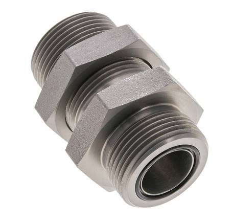 UN 1-7/16''-12 Buitendraad Verzinkt Stalen Schotdoorvoer Koppeling ORFS 400 Bar - Hydrauliek