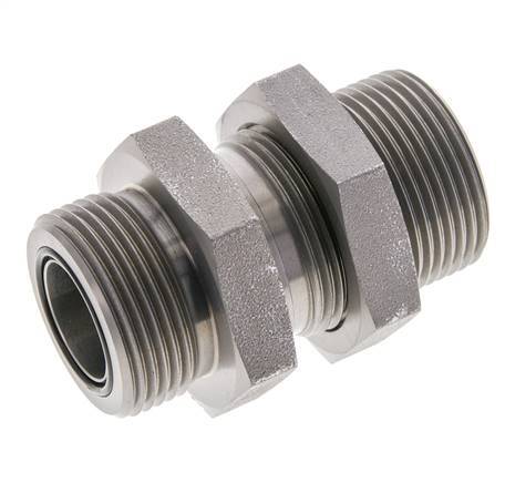 UN 1-7/16''-12 Buitendraad Verzinkt Stalen Schotdoorvoer Koppeling ORFS 400 Bar - Hydrauliek
