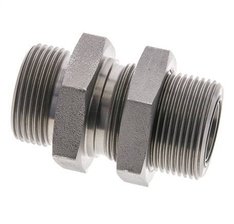 UN 1-7/16''-12 Buitendraad Verzinkt Stalen Schotdoorvoer Koppeling ORFS 400 Bar - Hydrauliek
