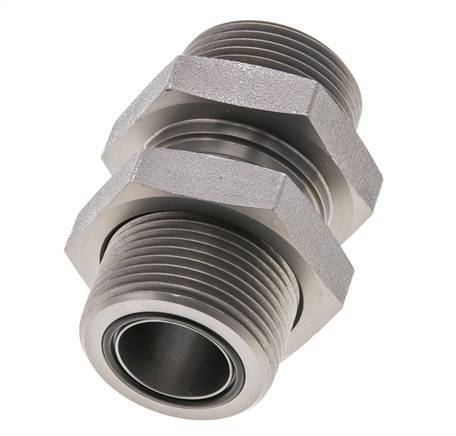 UN 1-7/16''-12 Buitendraad Verzinkt Stalen Schotdoorvoer Koppeling ORFS 400 Bar - Hydrauliek