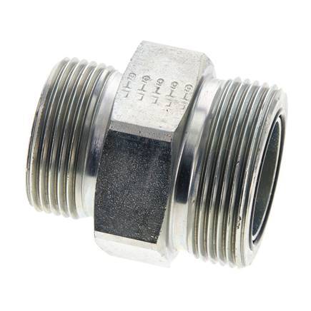 UN 1-11/16''-12 x UN 1-7/16''-12 Zinc plated Steel Double Nipple ORFS 250 Bar - Hydraulic