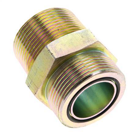 UN 1-11/16''-12 x 1 1/4'' NPT Zinc plated Steel Double Nipple ORFS 250 Bar - Hydraulic