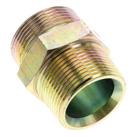 UN 1-11/16''-12 x 1 1/4'' NPT Zinc plated Steel Double Nipple ORFS 250 Bar - Hydraulic