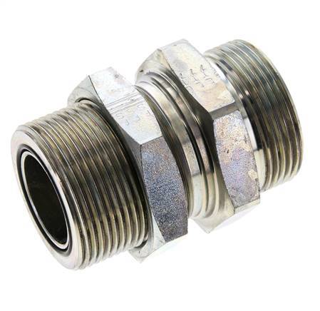 UN 1-11/16''-12 Male Zinc plated Steel Bulkhead Fitting ORFS 250 Bar - Hydraulic