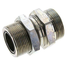 UN 1-11/16''-12 Male Zinc plated Steel Bulkhead Fitting ORFS 250 Bar - Hydraulic