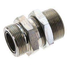 UN 1-11/16''-12 Male Zinc plated Steel Bulkhead Fitting ORFS 250 Bar - Hydraulic