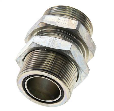 UN 1-11/16''-12 Male Zinc plated Steel Bulkhead Fitting ORFS 250 Bar - Hydraulic